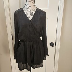 Doe & Rae Black Lace Long-Sleeve Romper